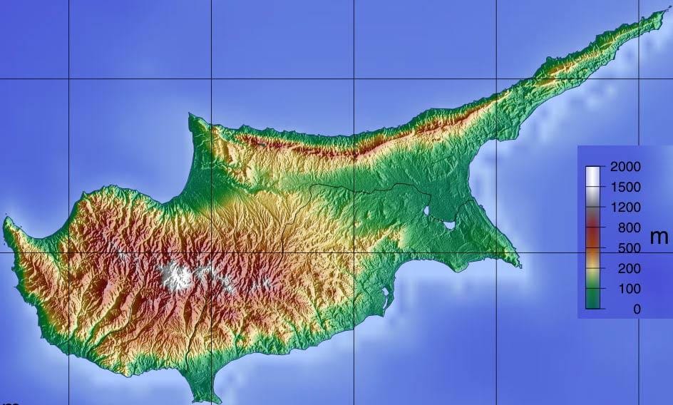 Карта Кипра горы