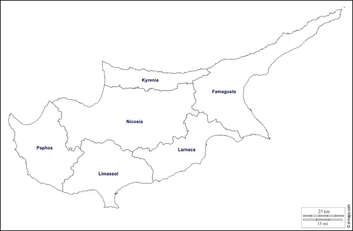 Карта Кипра контур