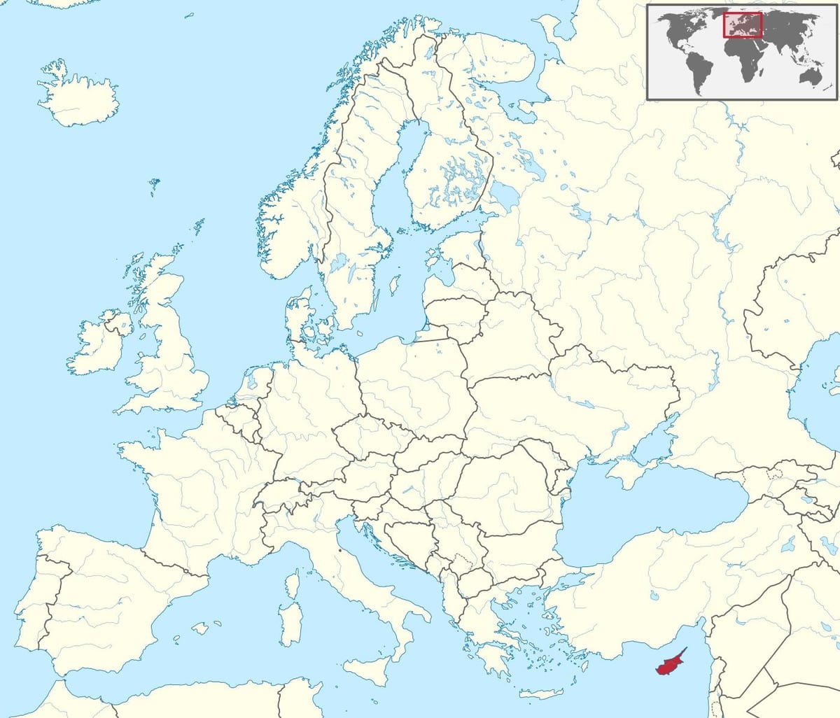 Карта Кипра на карте мира