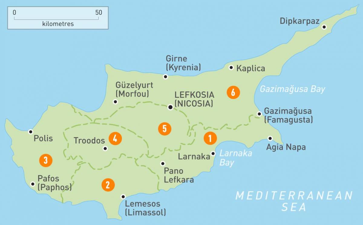 Карта Кипра страны