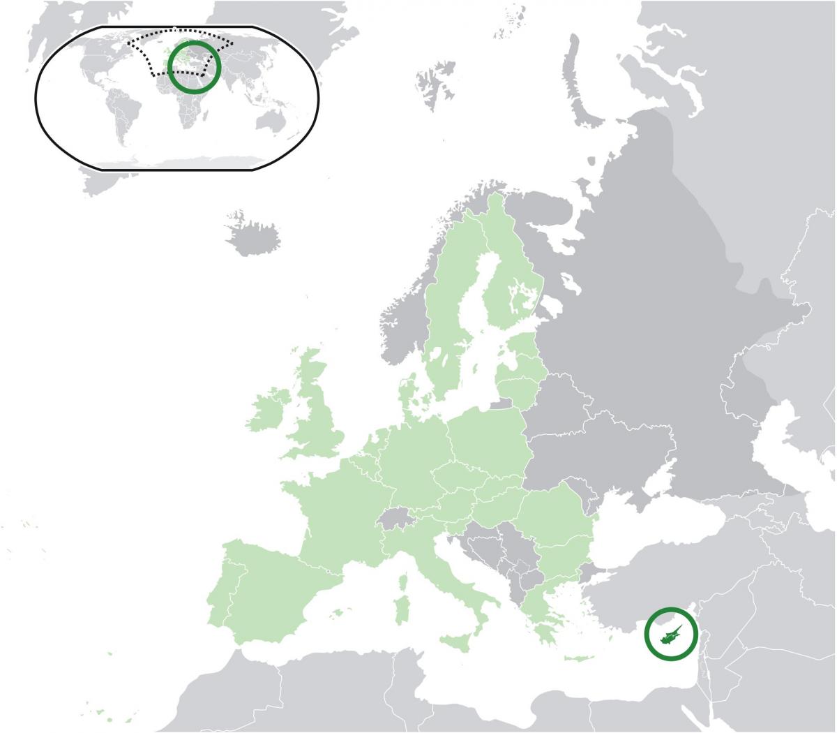 на карте Европы на Кипре