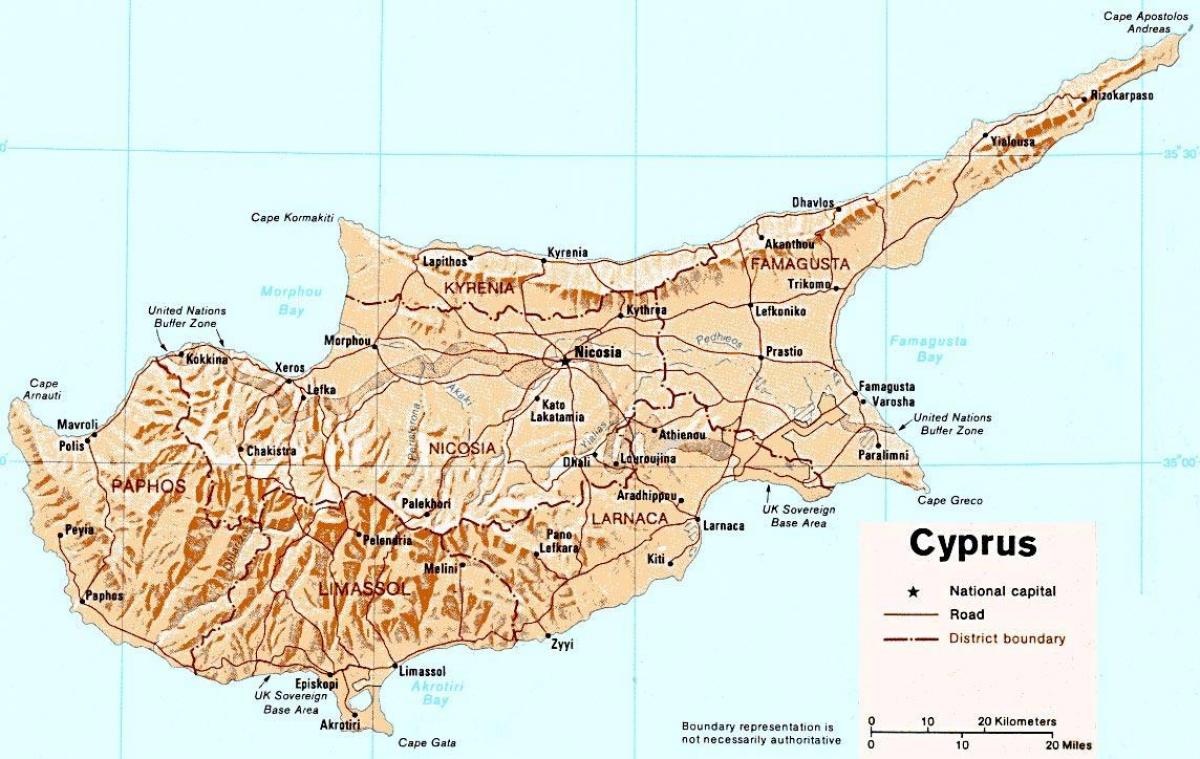 подробная карта острова Кипр 
